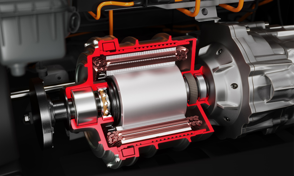 3D-Illustration eines technischen Produkts mit offenem Schnitt zur Darstellung von Aufbau und Funktion